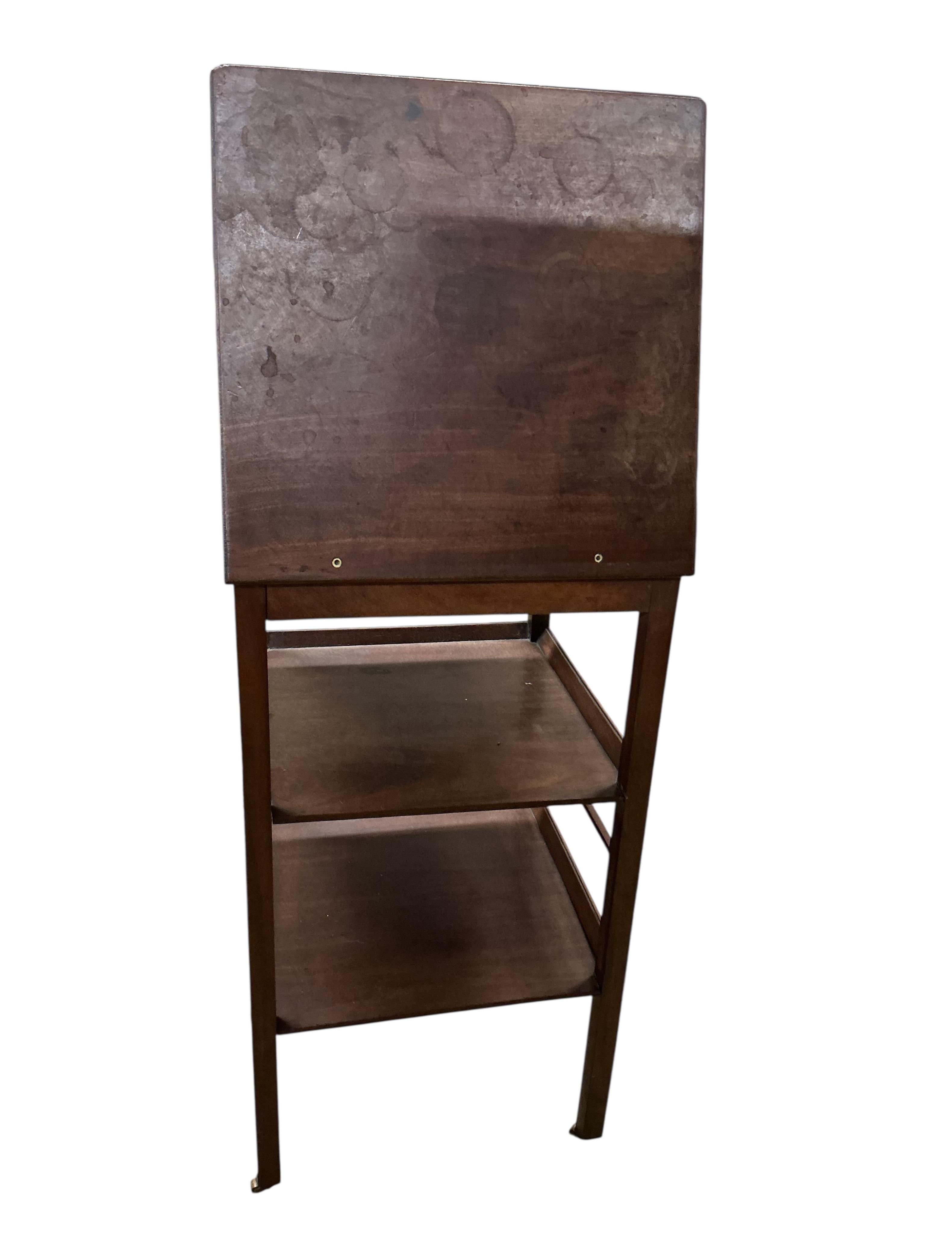 A George III whatnot with adjustable ratchet top, width 47cm, depth 47cm, height 85cm